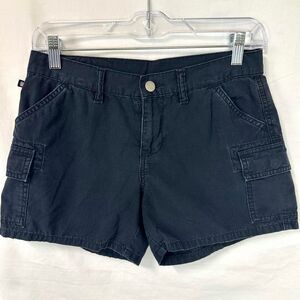 RALPH LAUREN POLO JEANS CO Black Low Rise Mini Cargo Shorts Pockets Womens 2 Y2K